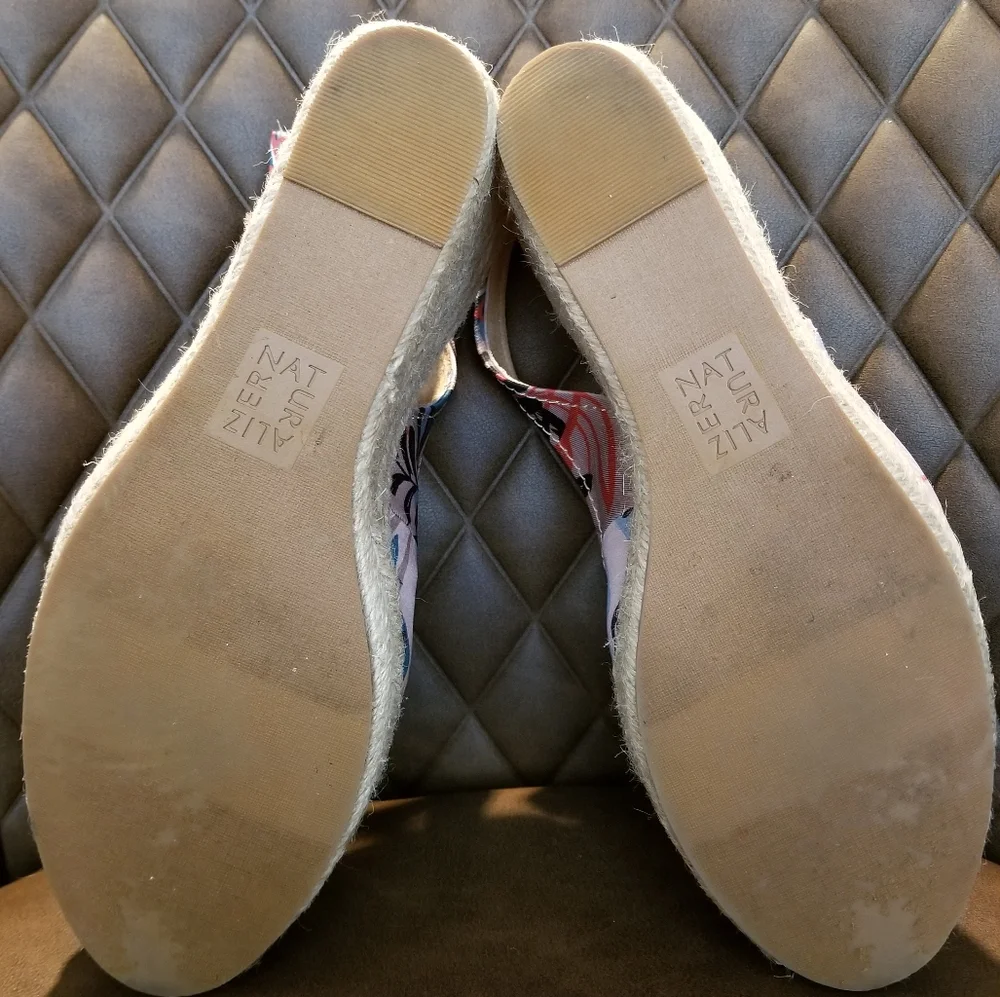 Naturalizer Espadrille Wedge Heel Sandal Blue Pink Neutral - Picture 4 of 8